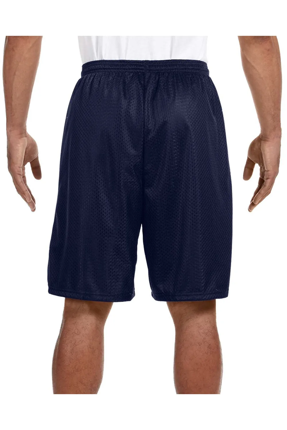 A4 Mens Moisture Wicking Tricot Mesh Shorts - Navy Blue
