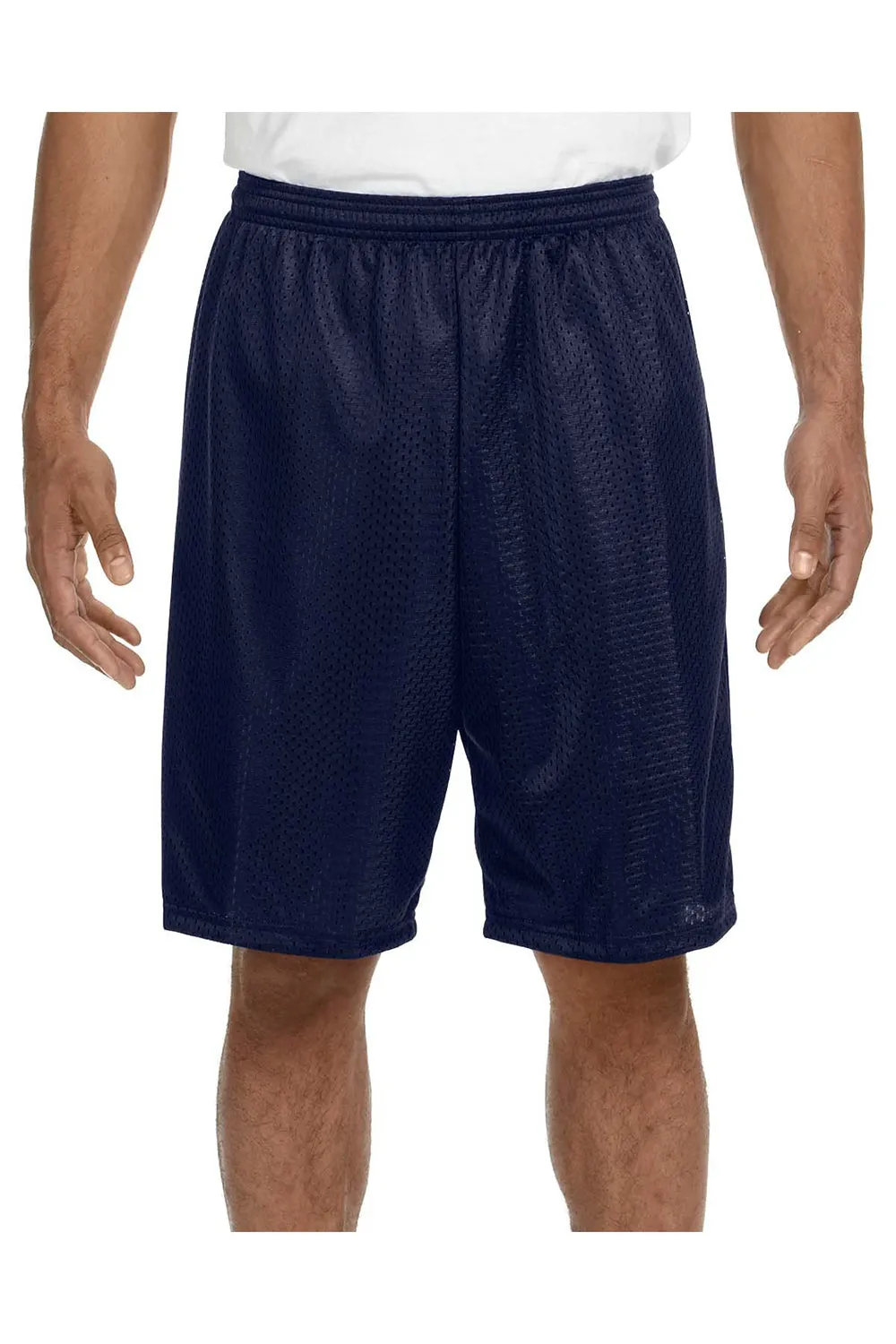 A4 Mens Moisture Wicking Tricot Mesh Shorts - Navy Blue