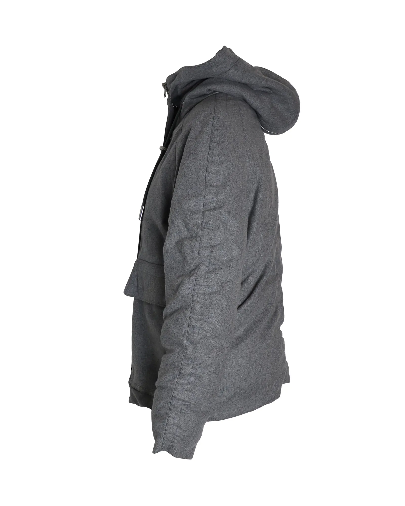 Acne Studios Asa Puffed Hooded Winter Jacket in Grey Wool