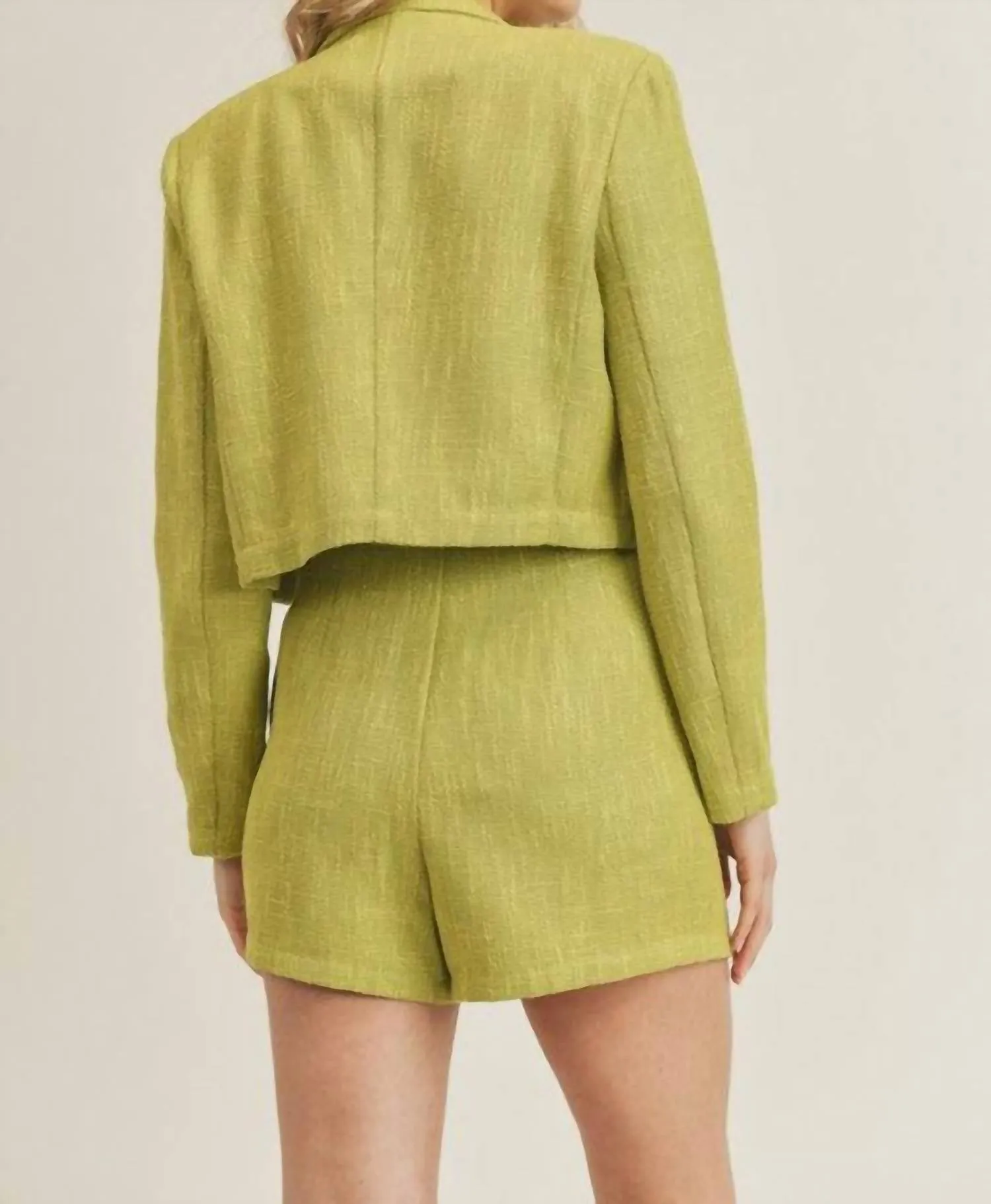 Amara High Waisted Pleated Short In Green