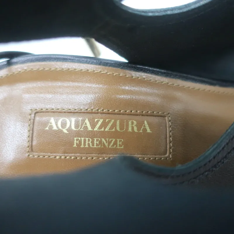 Aquazzura Sexy Thing Cutout Booties Black Leather Size 40 Open Toe Heels