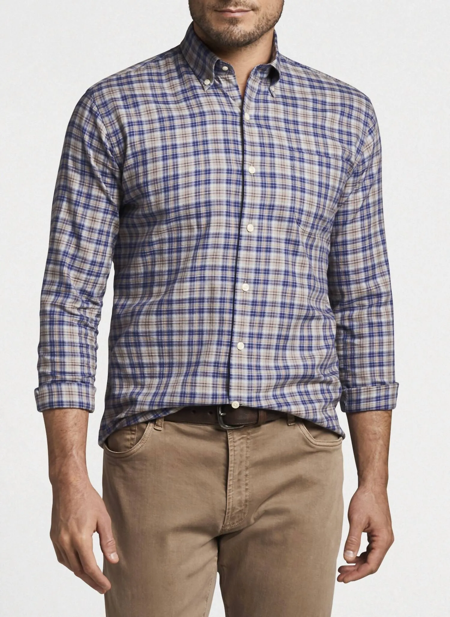 Autumn Soft Cotton Sport Shirt In Greenwood Plaid