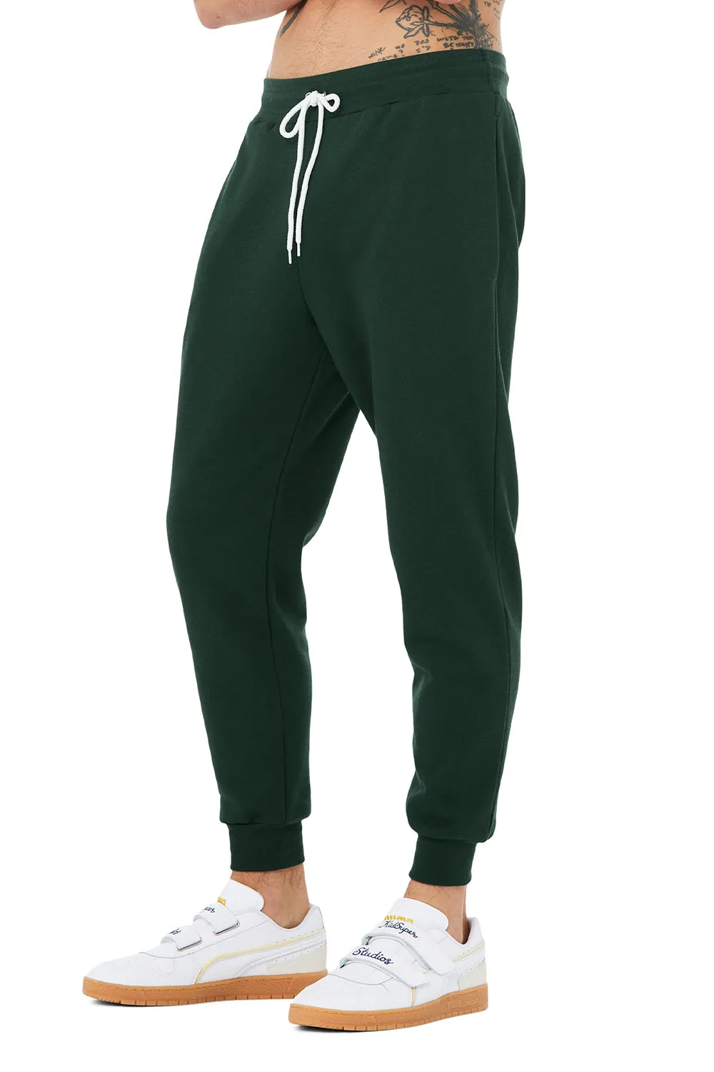 Bella   Canvas Mens Jogger Sweatpants w/ Pockets - Forest Green