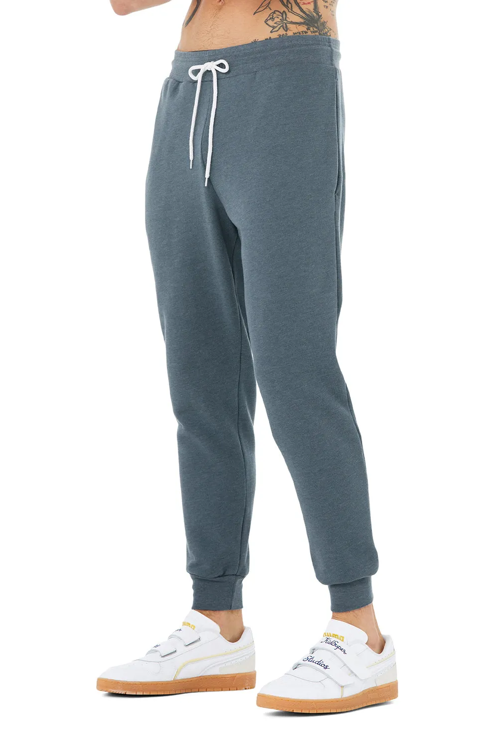 Bella   Canvas Mens Jogger Sweatpants w/ Pockets - Heather Slate Blue