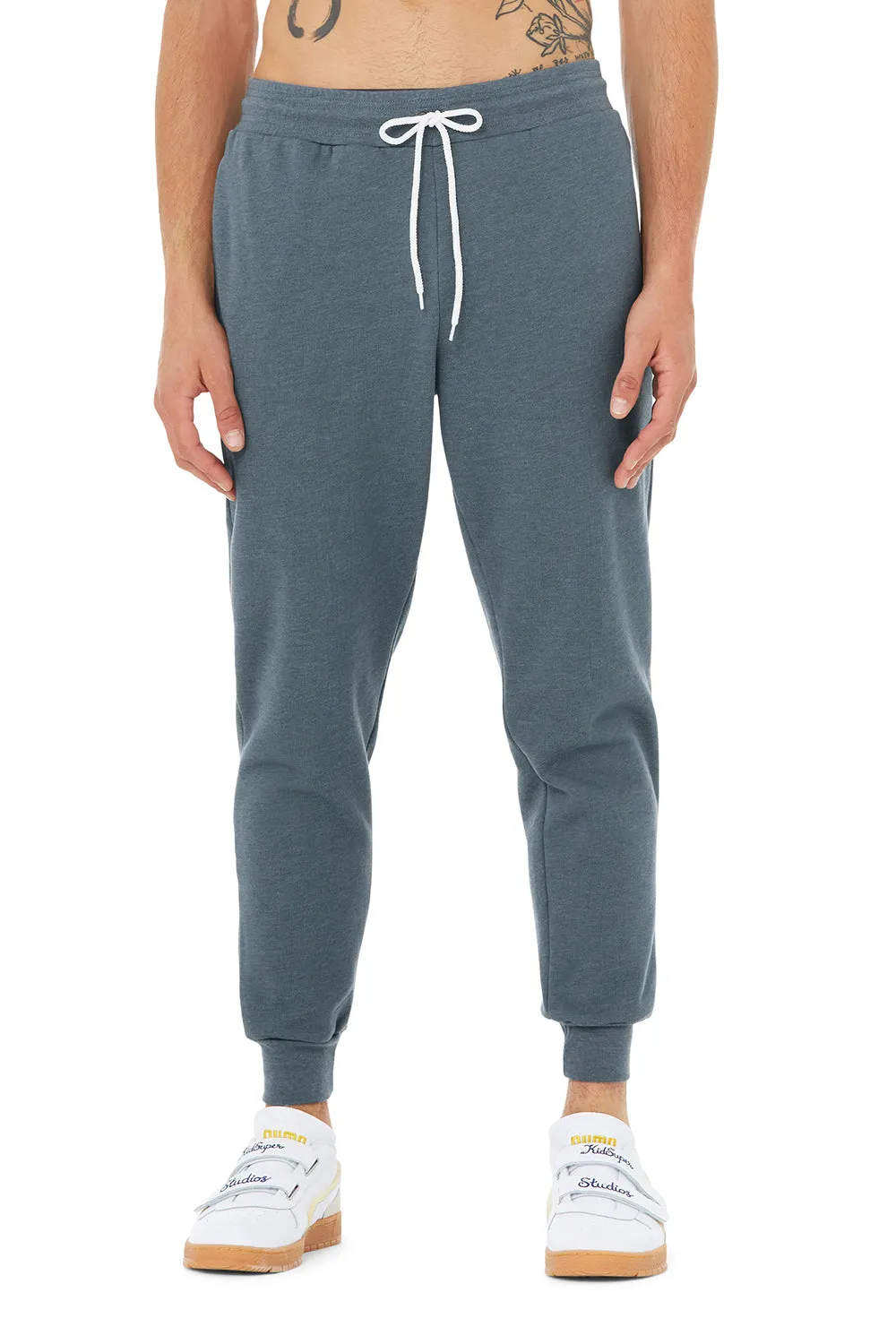 Bella   Canvas Mens Jogger Sweatpants w/ Pockets - Heather Slate Blue