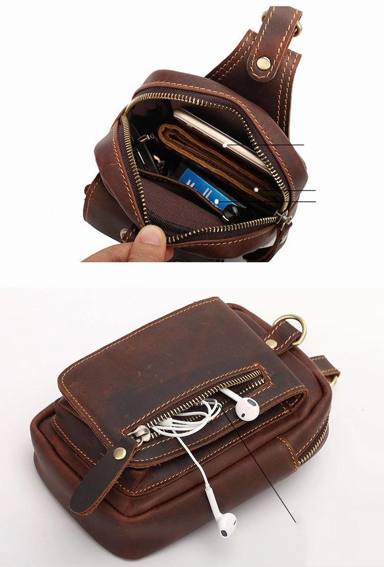 Black Vintage Leather Mens Belt Pouch Belt Bag Hip Pouch Waist Bags Dark Brown For Men