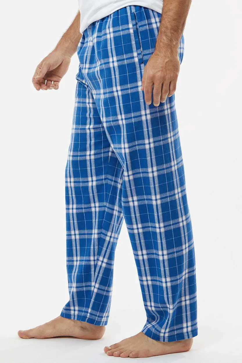 Boxercraft Mens Harley Flannel Pants w/ Pockets - Royal Blue/Silver Grey