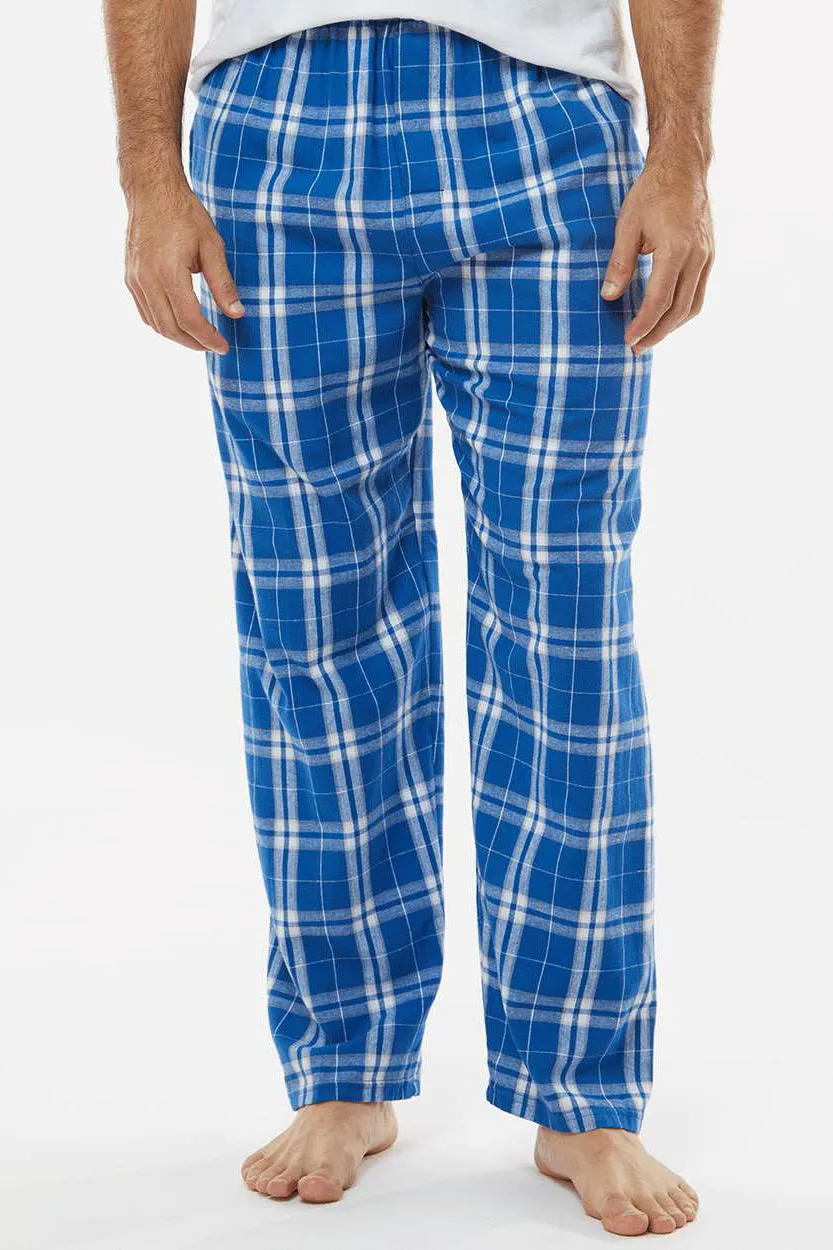 Boxercraft Mens Harley Flannel Pants w/ Pockets - Royal Blue/Silver Grey