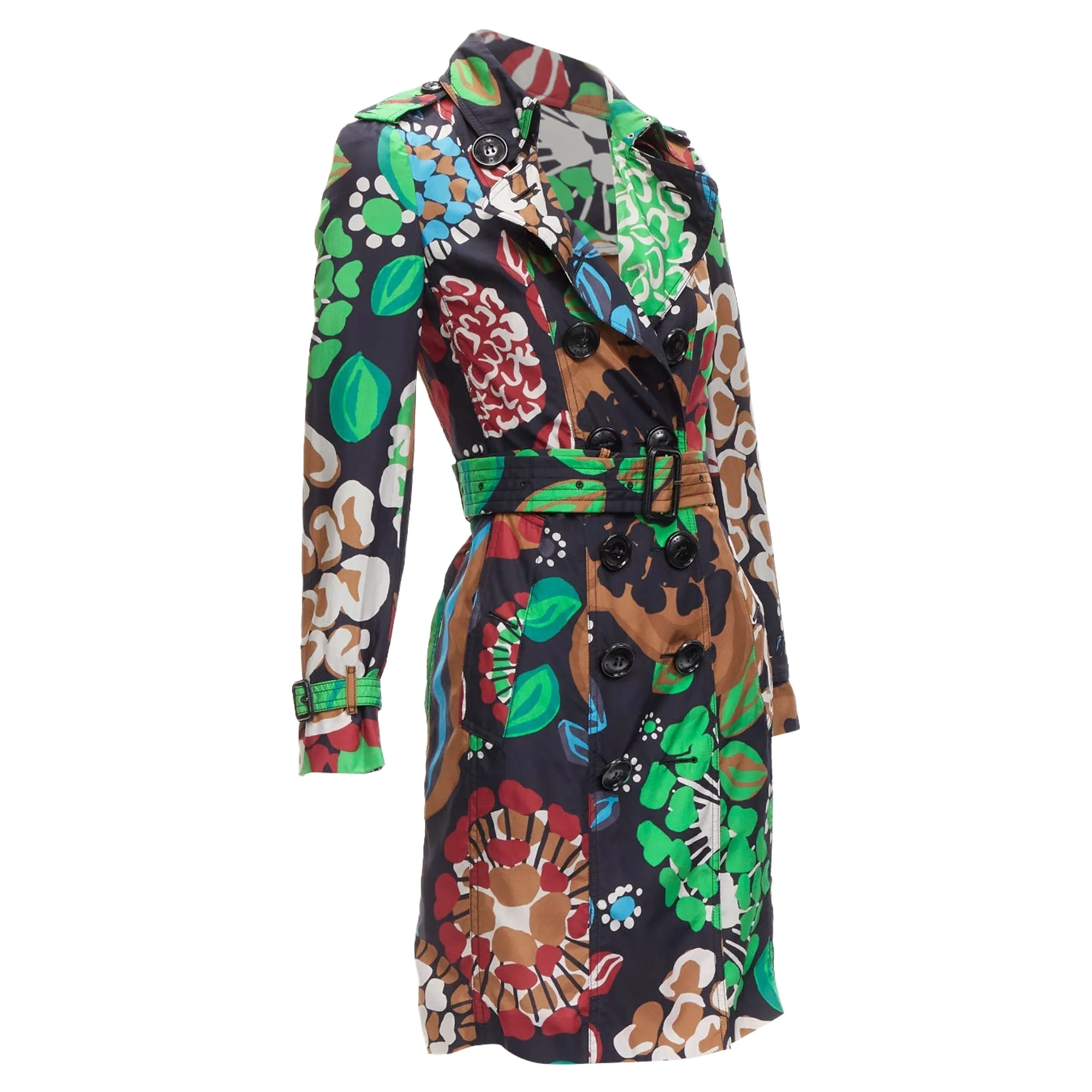 Burberry Prorsum silk tropical floral print trench coat