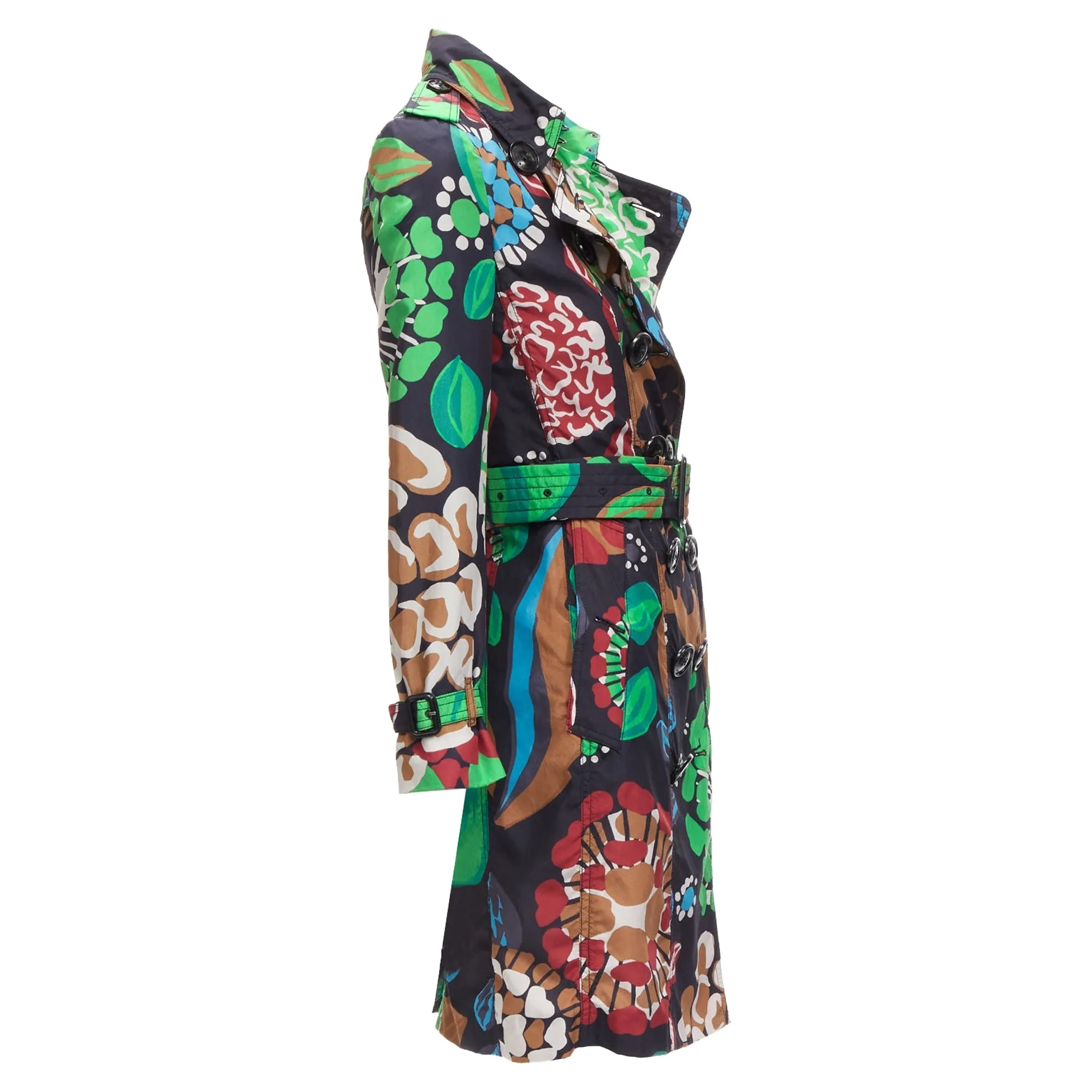 Burberry Prorsum silk tropical floral print trench coat