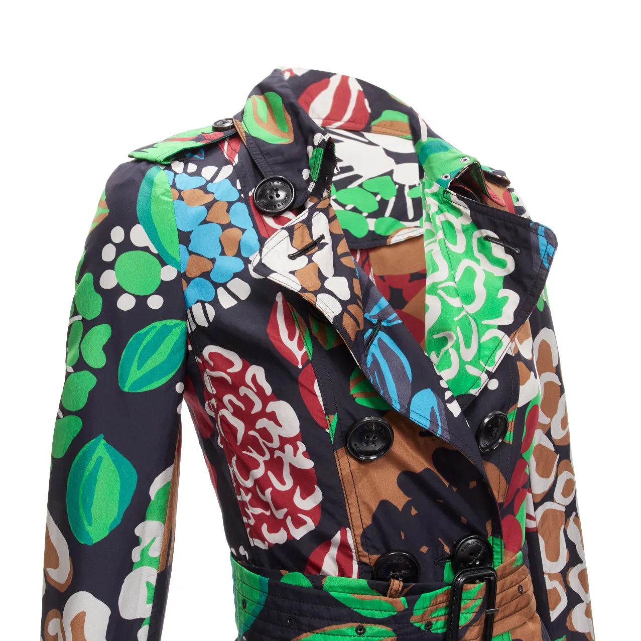 Burberry Prorsum silk tropical floral print trench coat