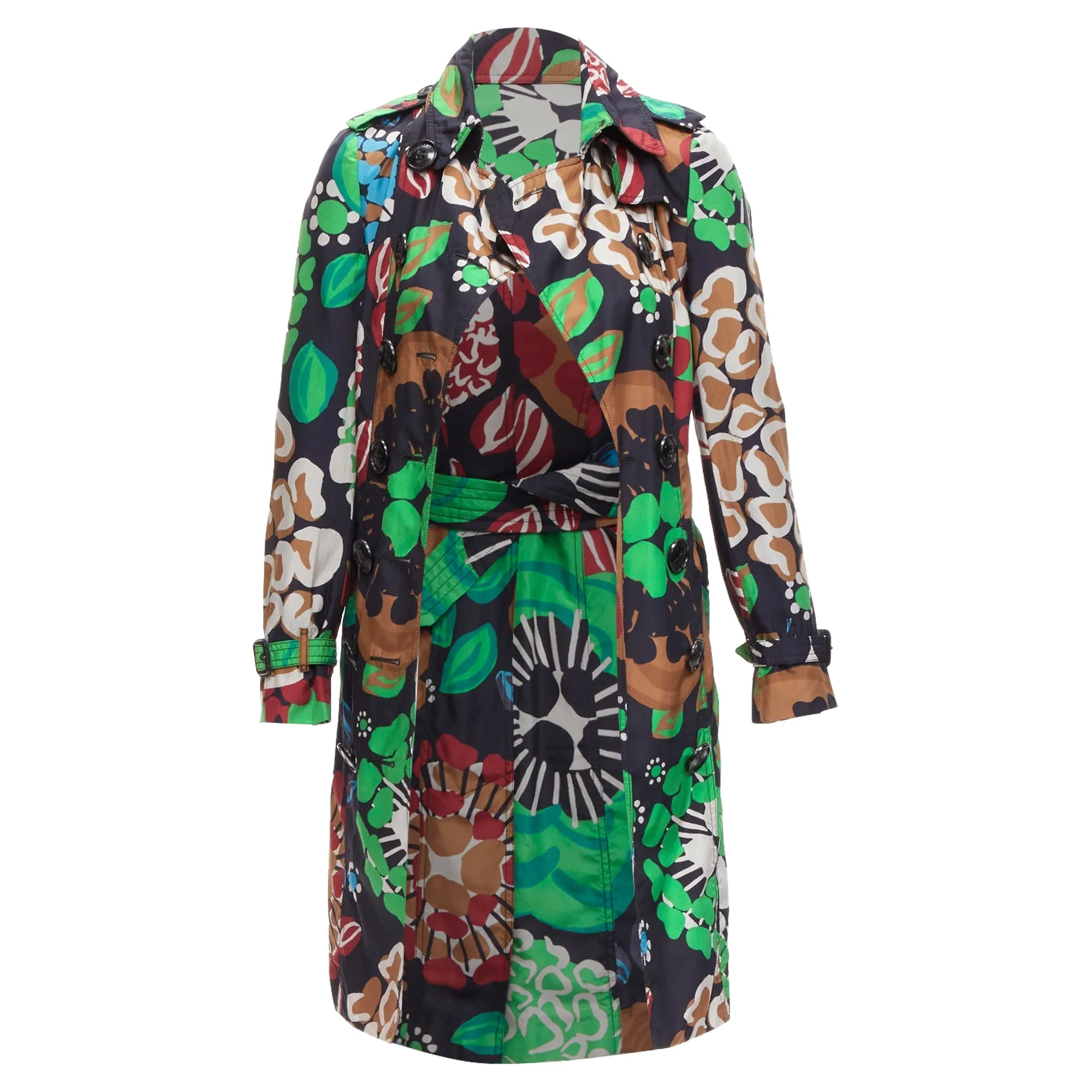 Burberry Prorsum silk tropical floral print trench coat