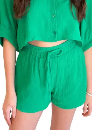 By The Pool Gauze Shorts In Green