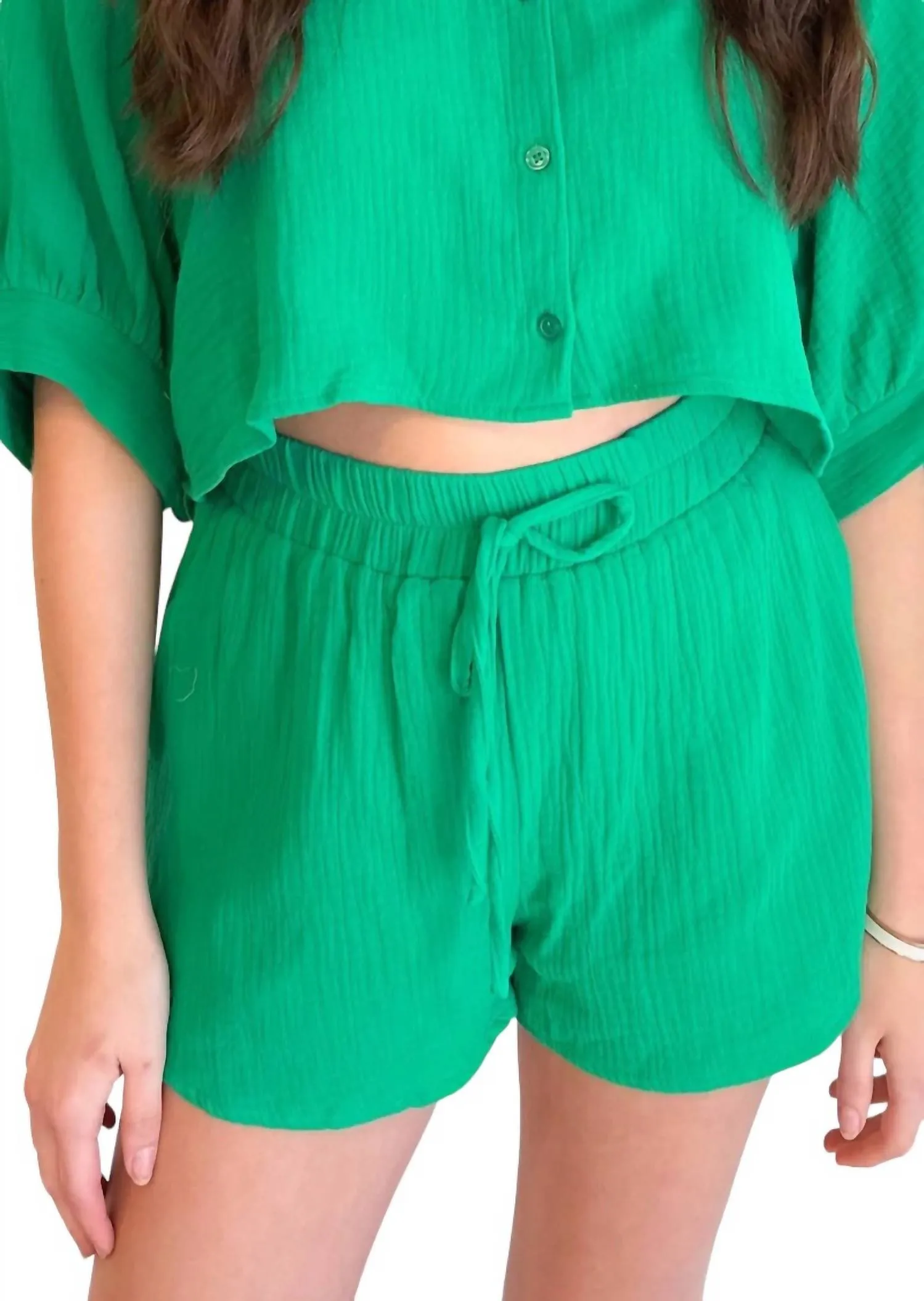 By The Pool Gauze Shorts In Green