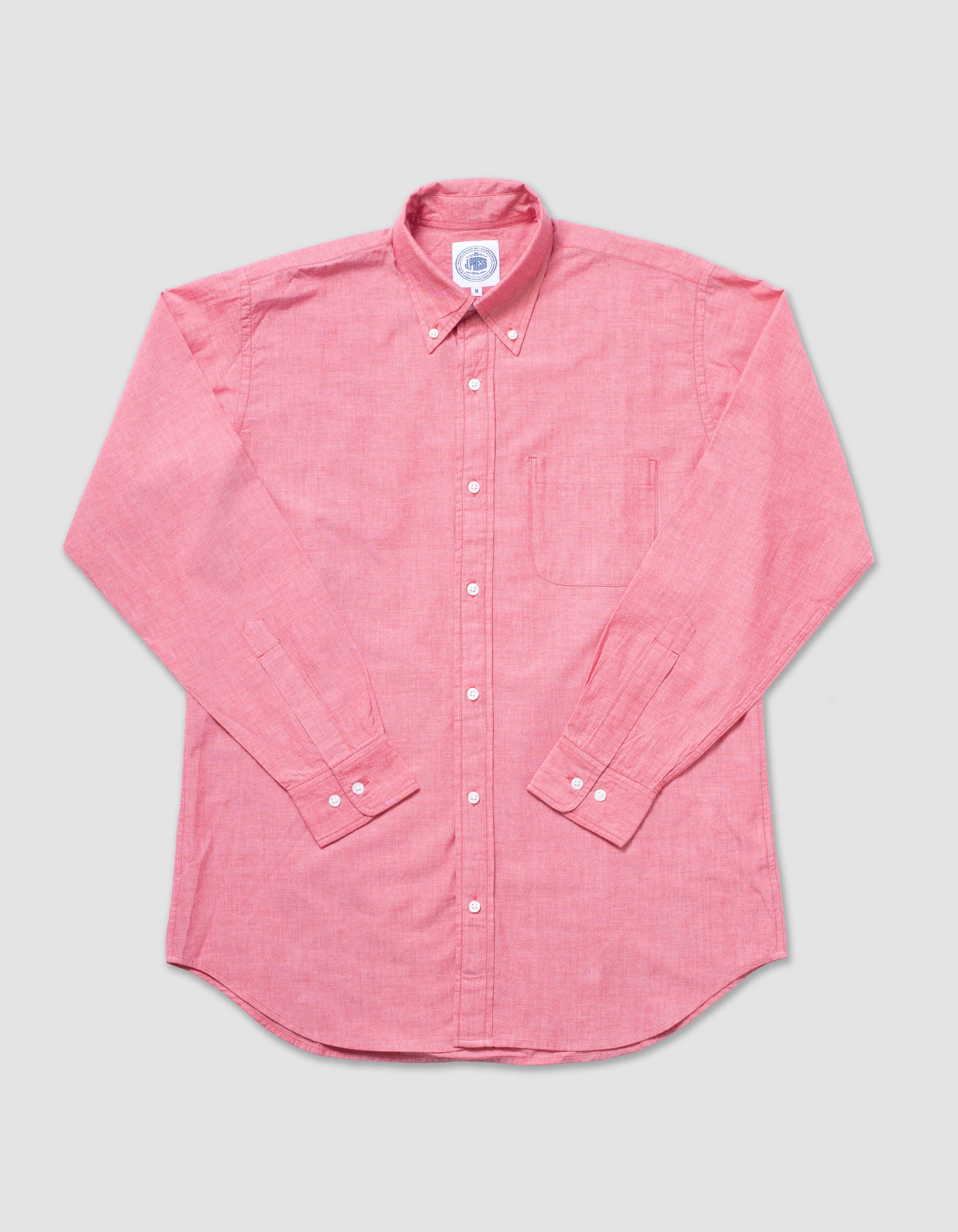 CHAMBRAY LONG SLEEVE SHIRT - RED