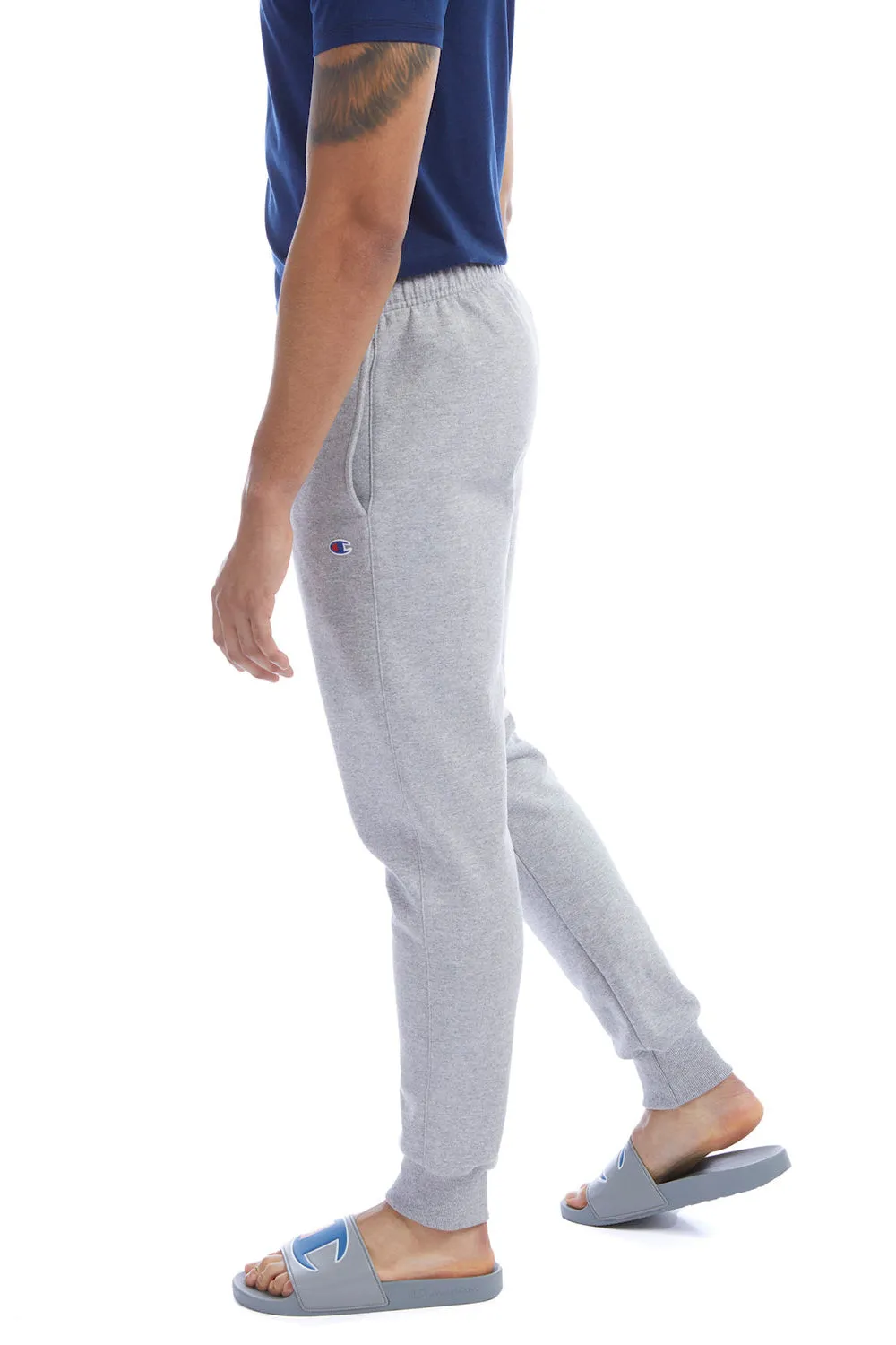 Champion Mens Power blend Fleece Jogger Sweatpants w/ Pockets - Light Steel Grey
