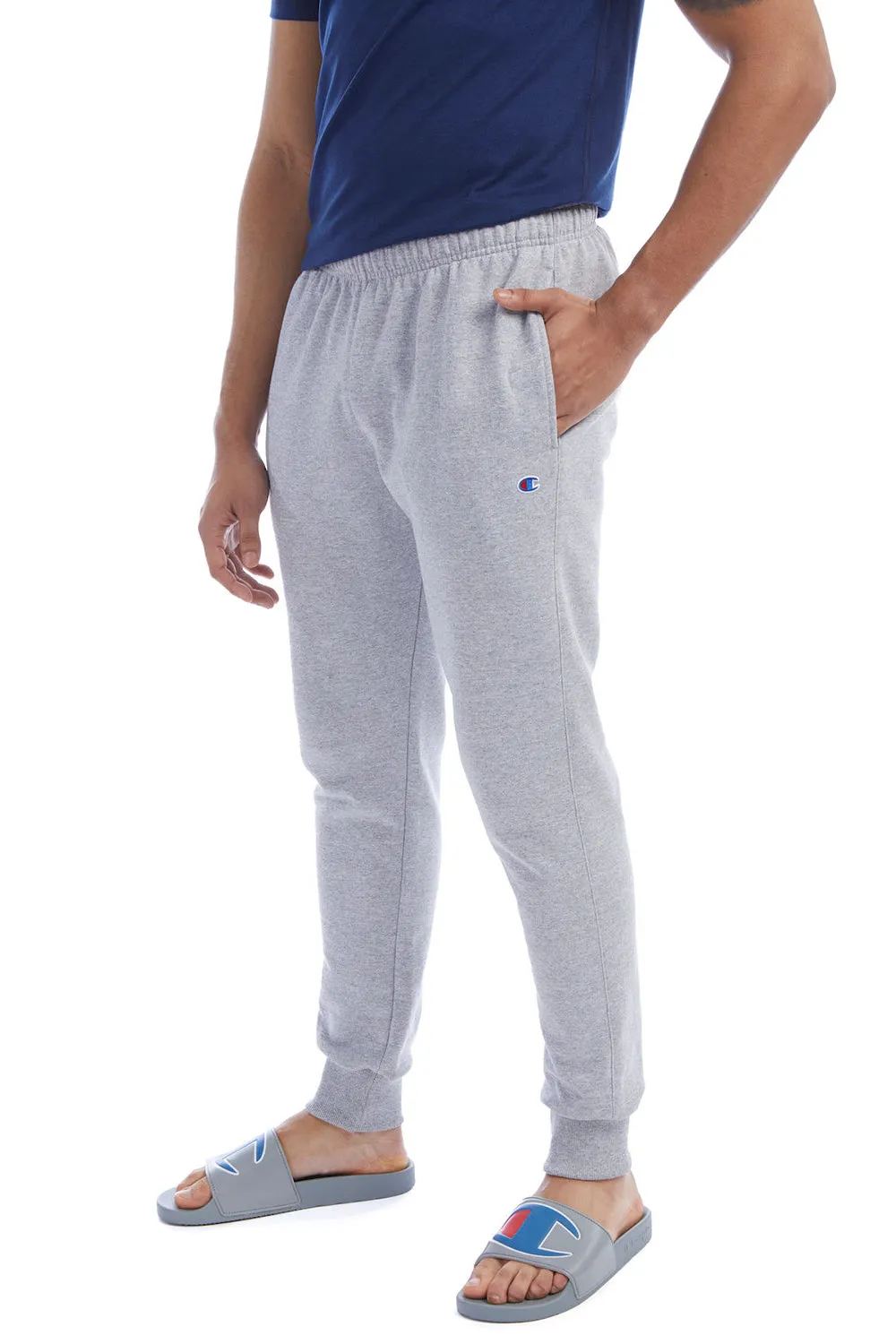 Champion Mens Power blend Fleece Jogger Sweatpants w/ Pockets - Light Steel Grey