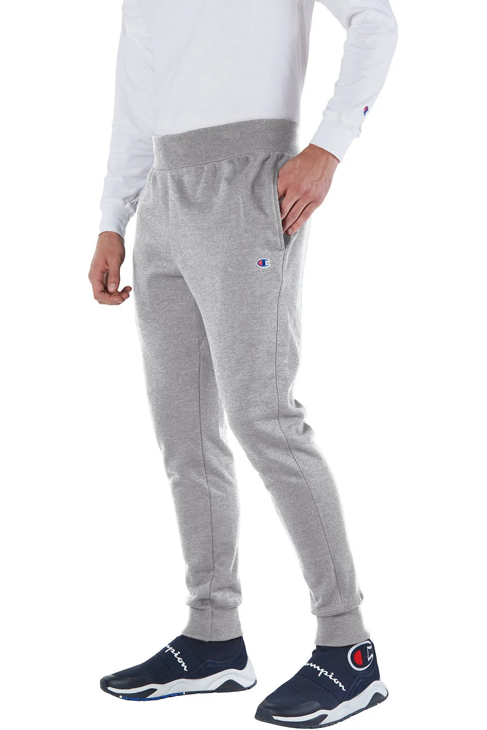 Champion Mens Reverse Weave Fleece Jogger Sweatpants w/ Pockets - Oxford Grey