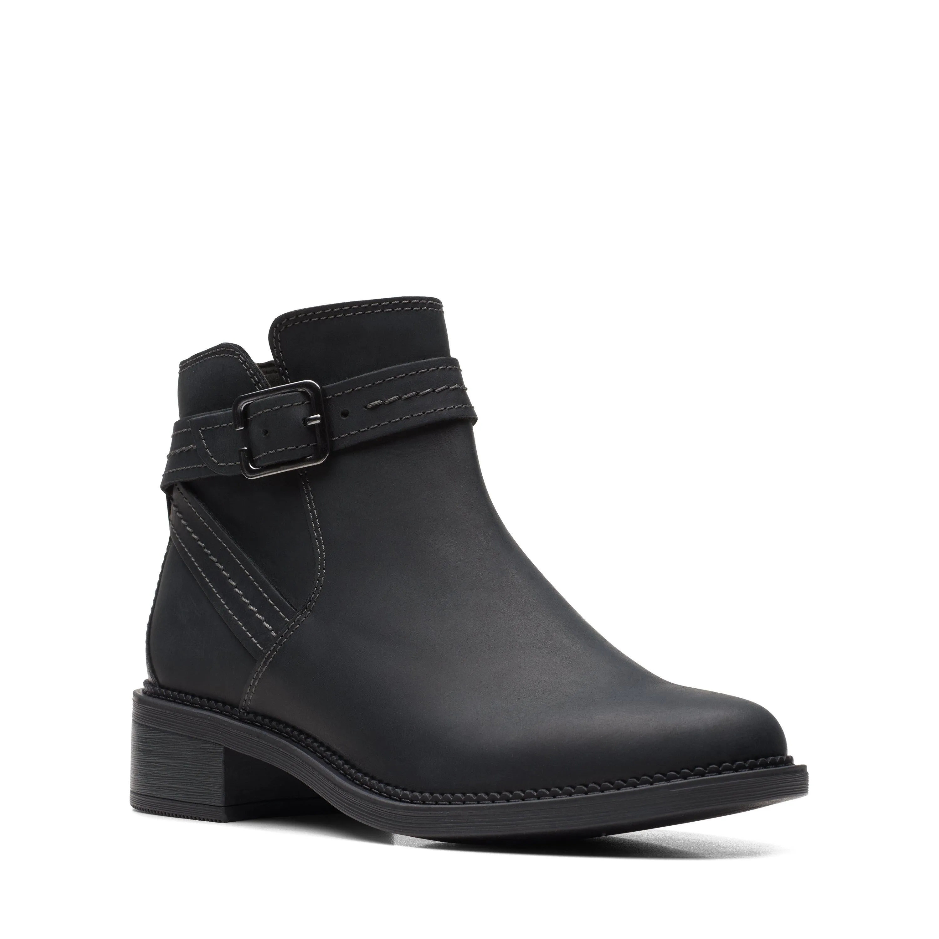 Clarks Maye Strap in Black Leather