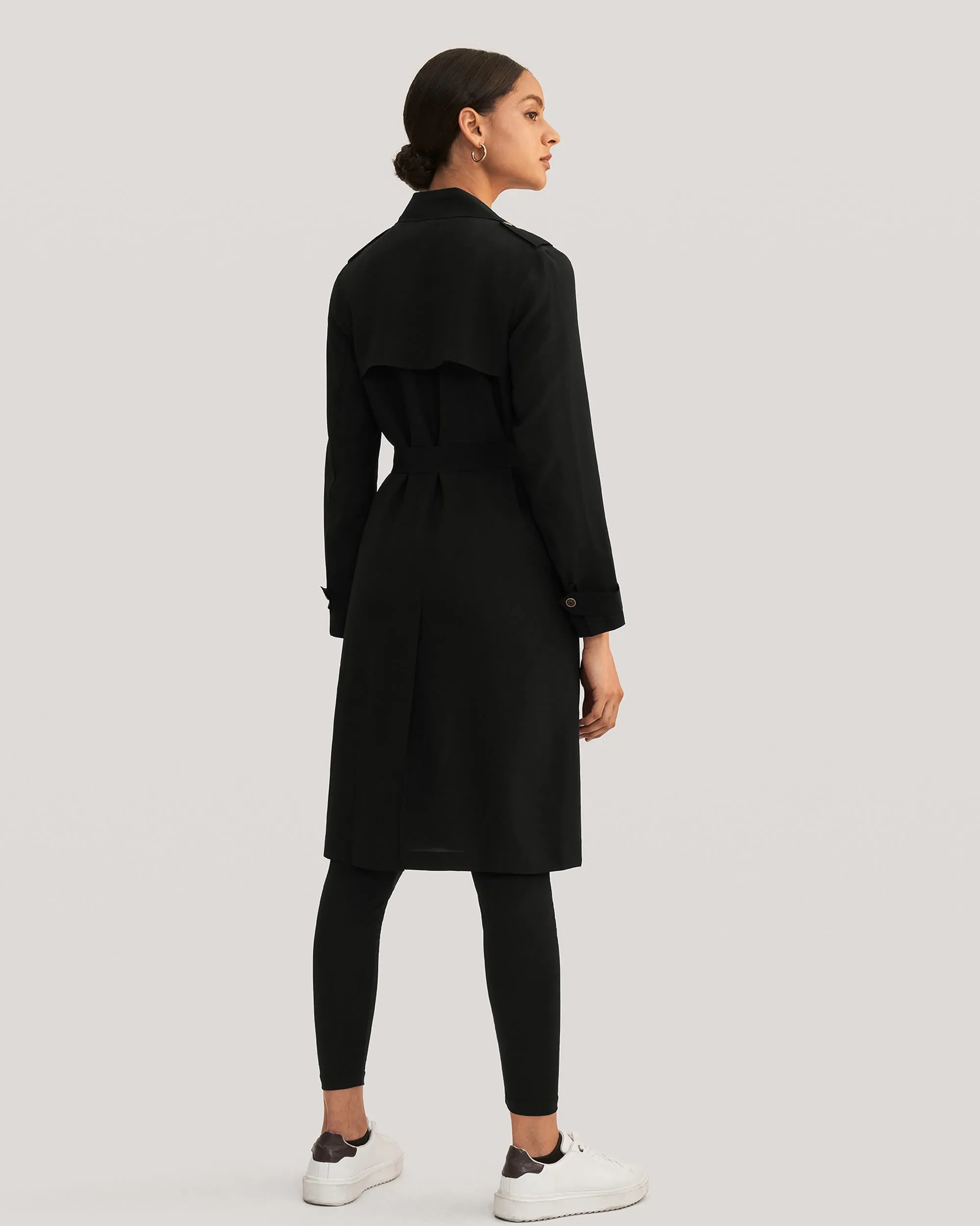 Classic Woman Double Breasted Silk Trench Coat