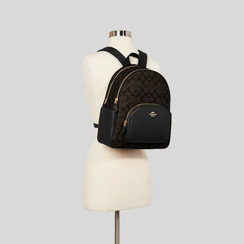 Coach Bags Coach Court Backpack In Signature Canvas Brown Black 5671