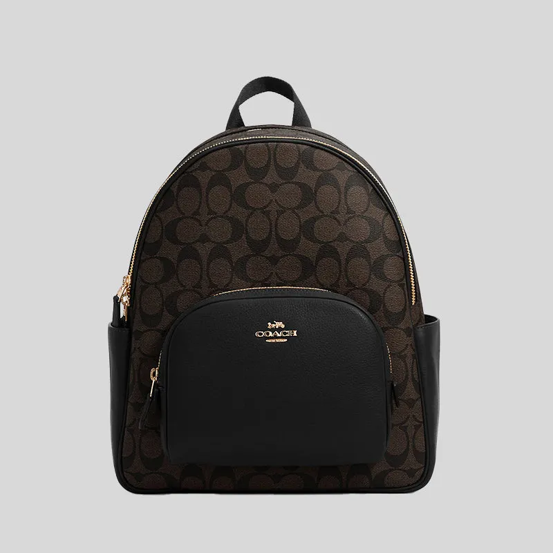 Coach Bags Coach Court Backpack In Signature Canvas Brown Black 5671