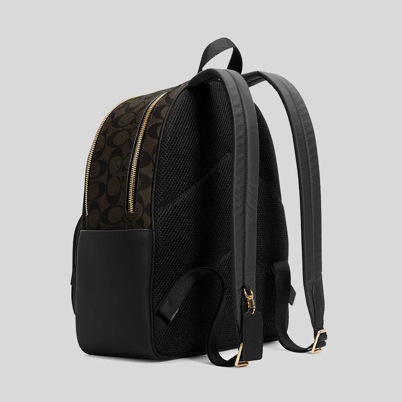 Coach Bags Coach Court Backpack In Signature Canvas Brown Black 5671