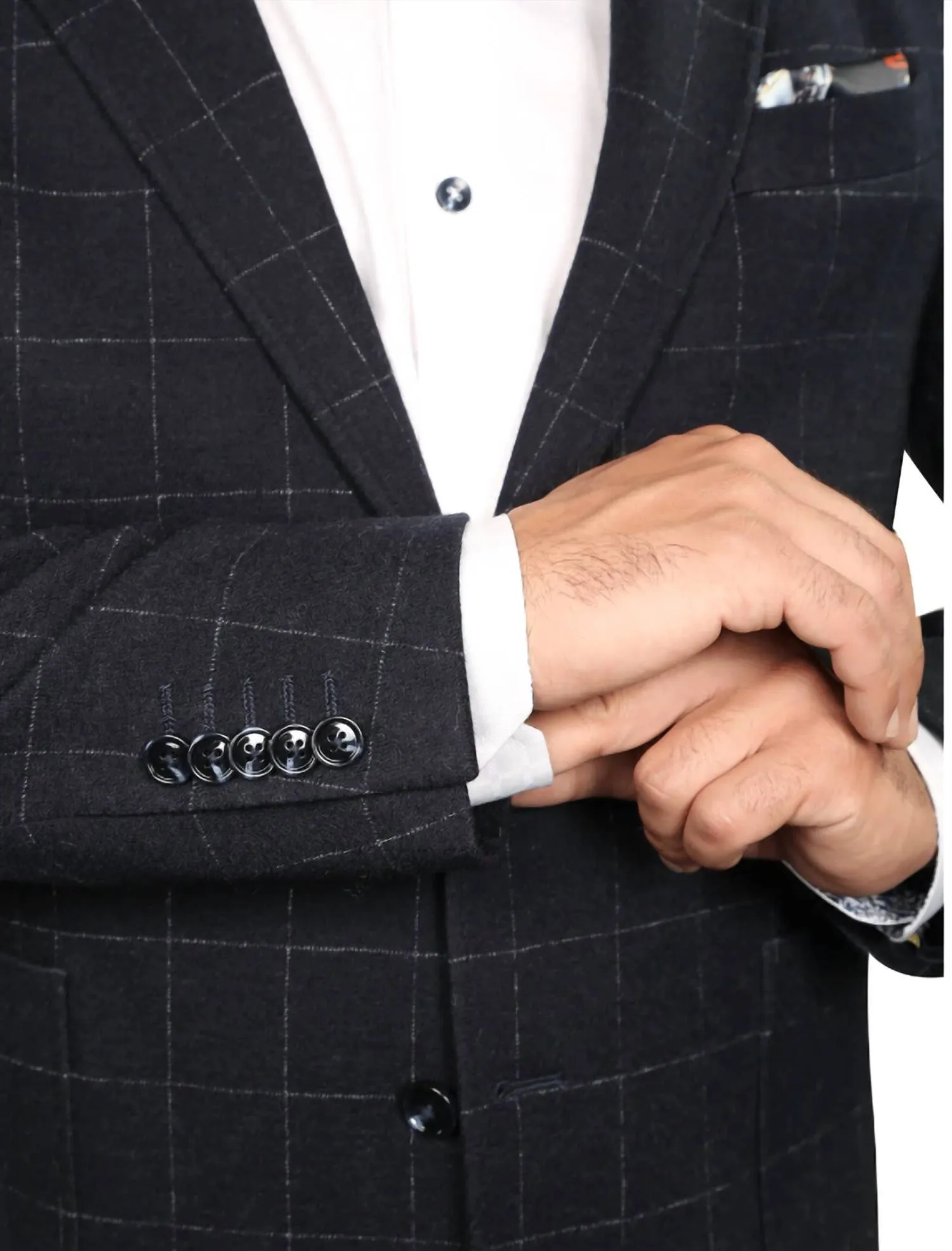Cobalt Blue Windowpane Jacket In Navy