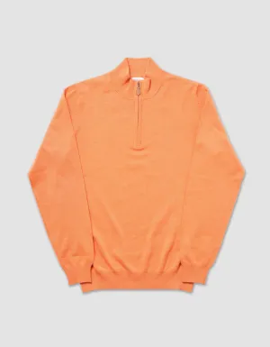 COTTON CASHMERE QUARTER ZIP UP - ORANGE