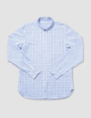 COTTON LONG SLEEVE CHECK SHIRT - BLUE/NAVY