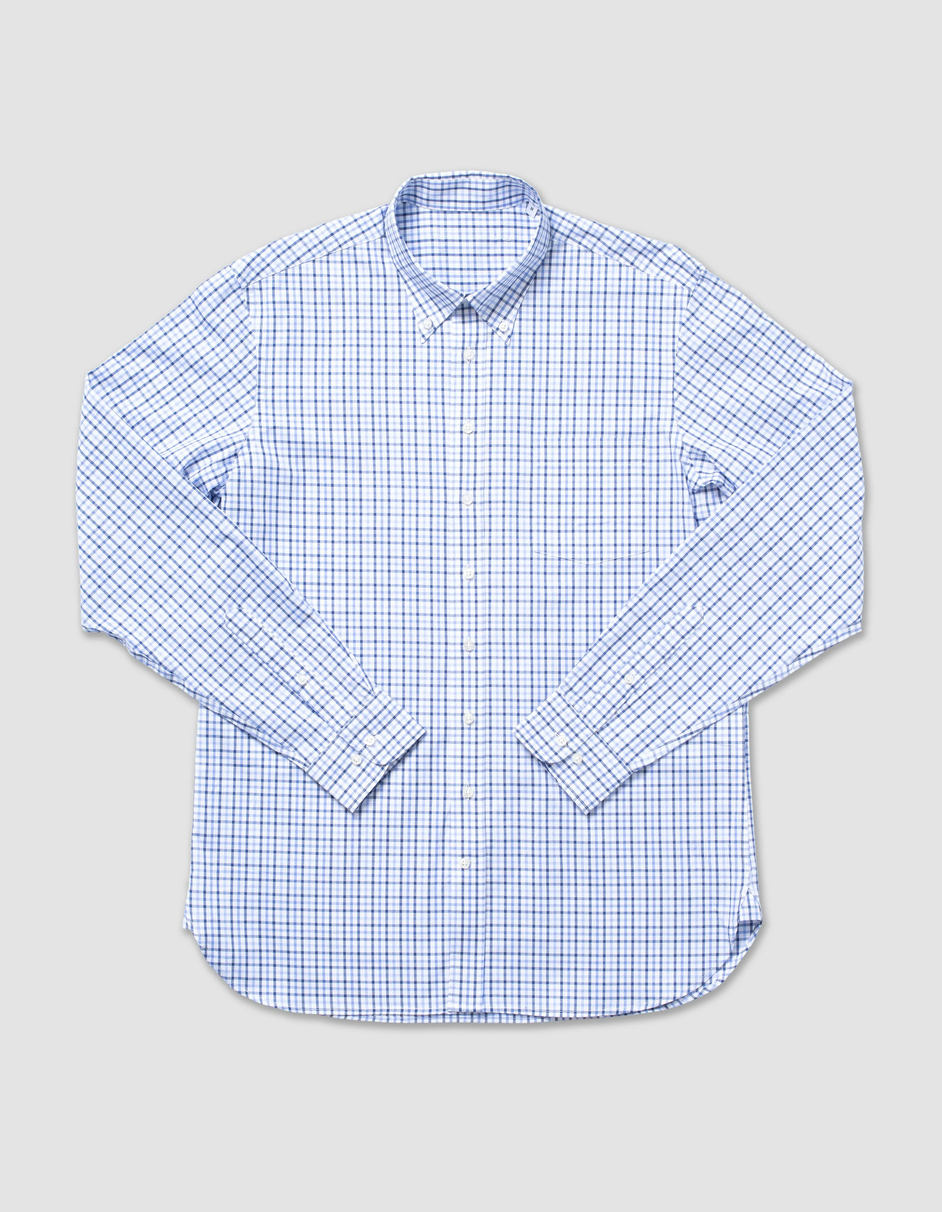 COTTON LONG SLEEVE CHECK SHIRT - BLUE/NAVY