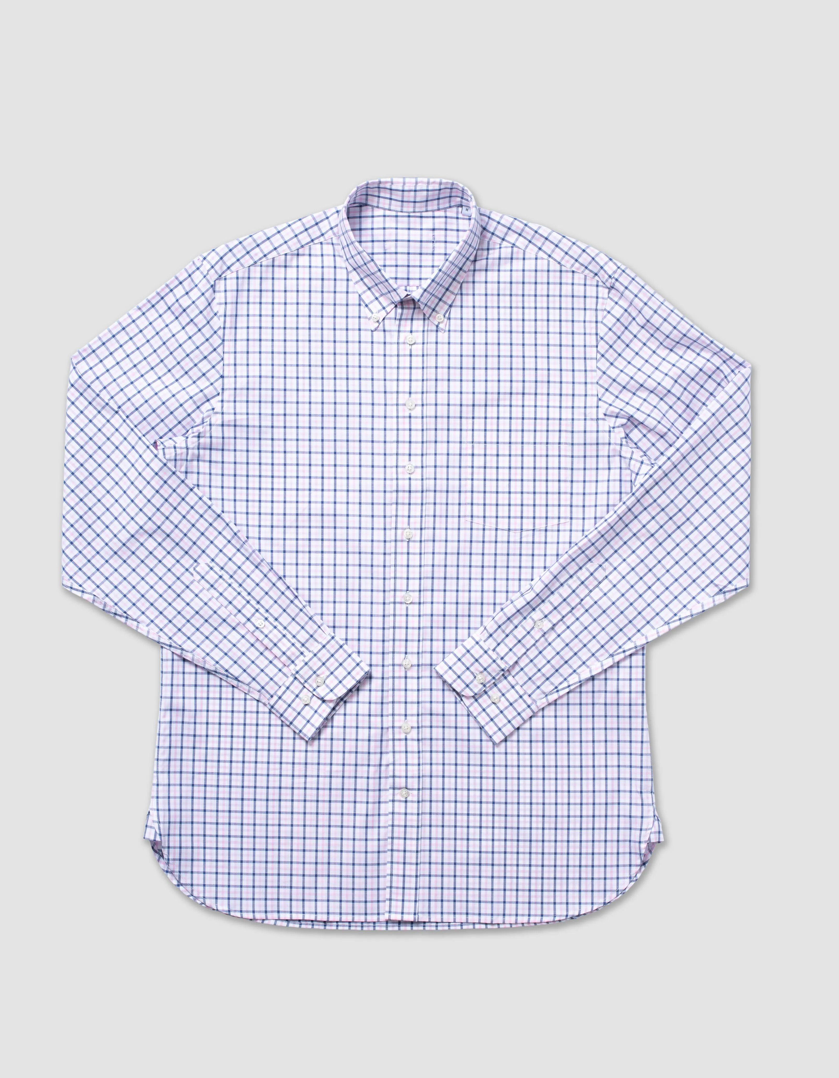 COTTON LONG SLEEVE CHECK SHIRT - PINK/NAVY