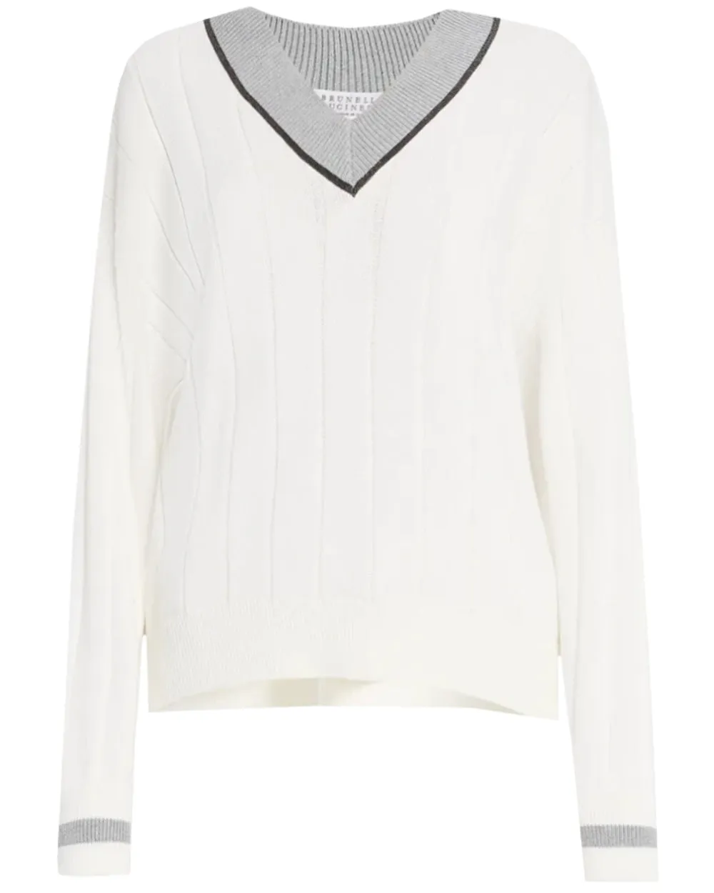 Dark Grey and Panama Sport Club V Neck Sweater