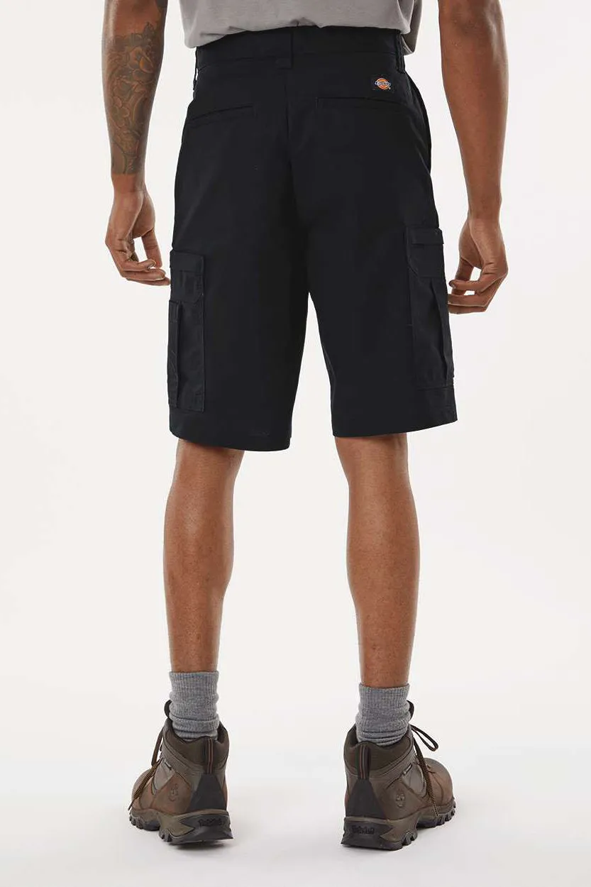 Dickies Mens Premium Moisture Wicking Industrial Cargo Shorts w/ Pockets - Black