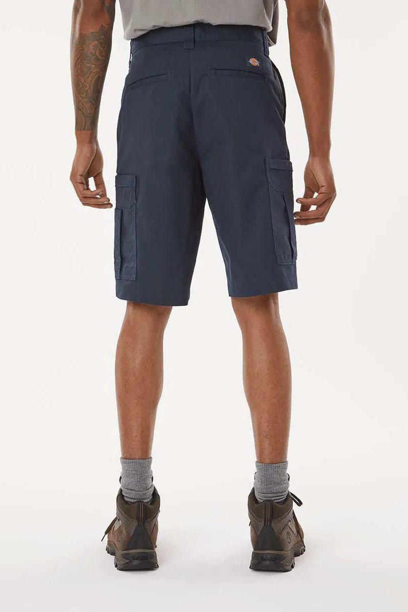 Dickies Mens Premium Moisture Wicking Industrial Cargo Shorts w/ Pockets - Dark Navy Blue