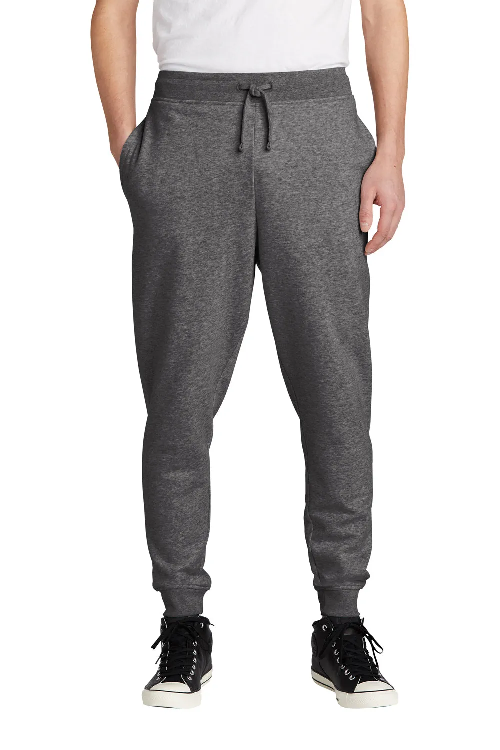 District Mens V.I.T. Fleece Jogger Sweatpants w/ Pockets - Heather Charcoal Grey