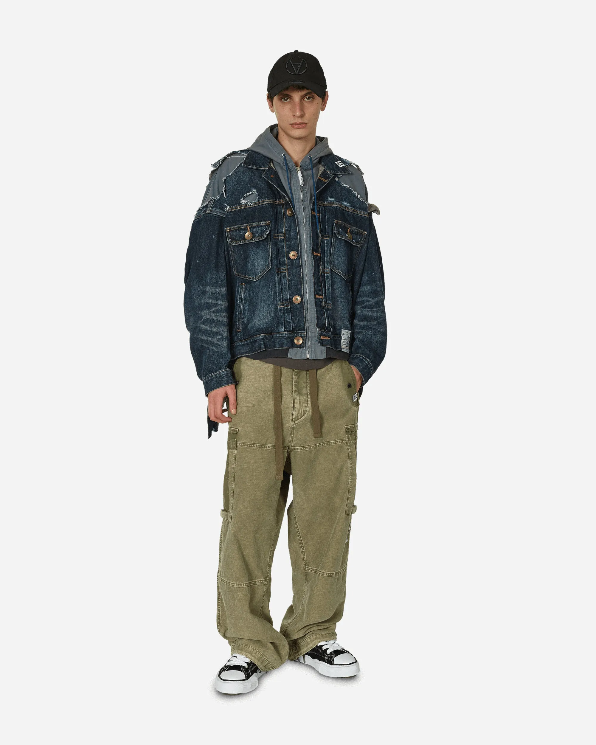 Double Layered Denim Hooded Jacket Indigo