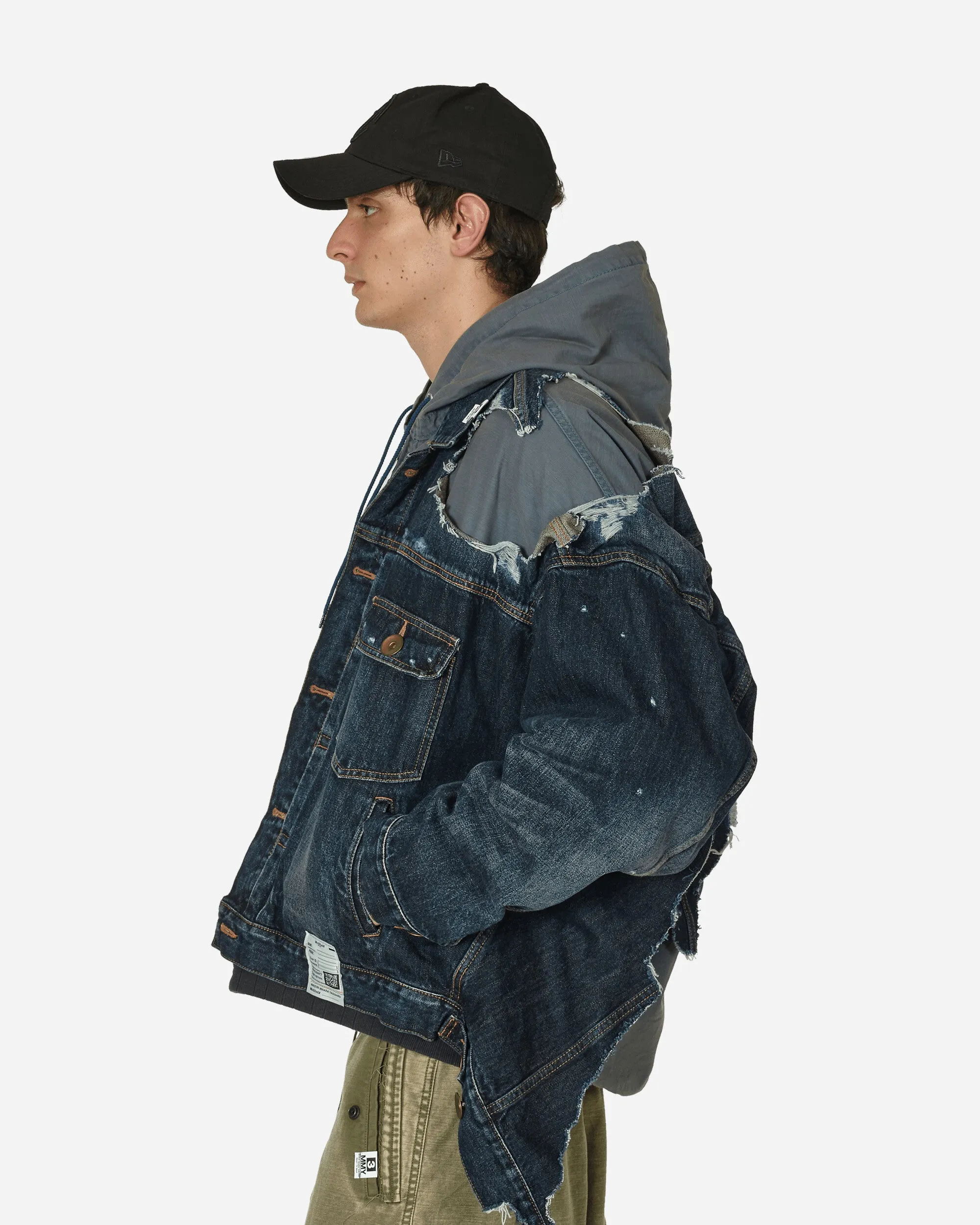 Double Layered Denim Hooded Jacket Indigo