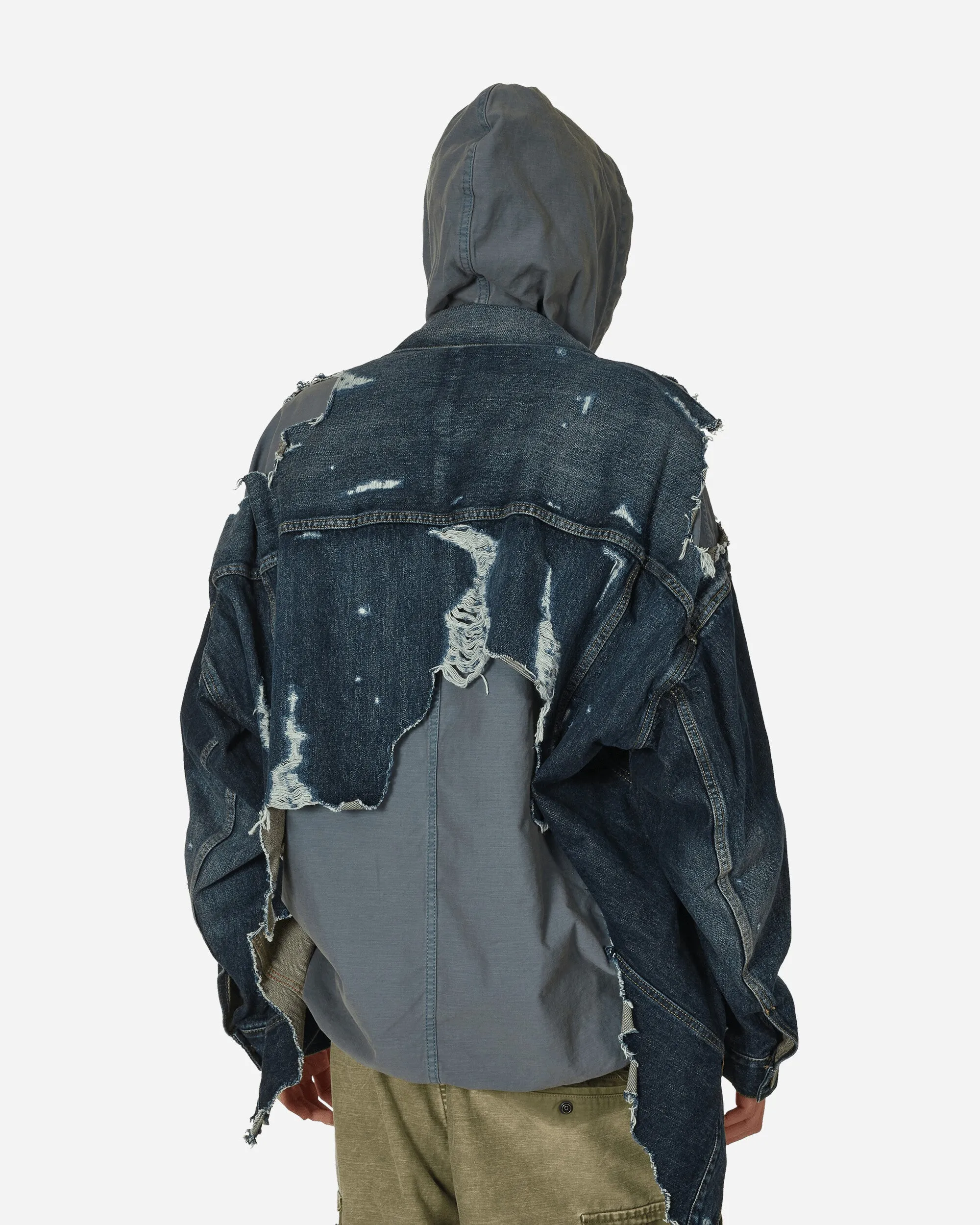 Double Layered Denim Hooded Jacket Indigo