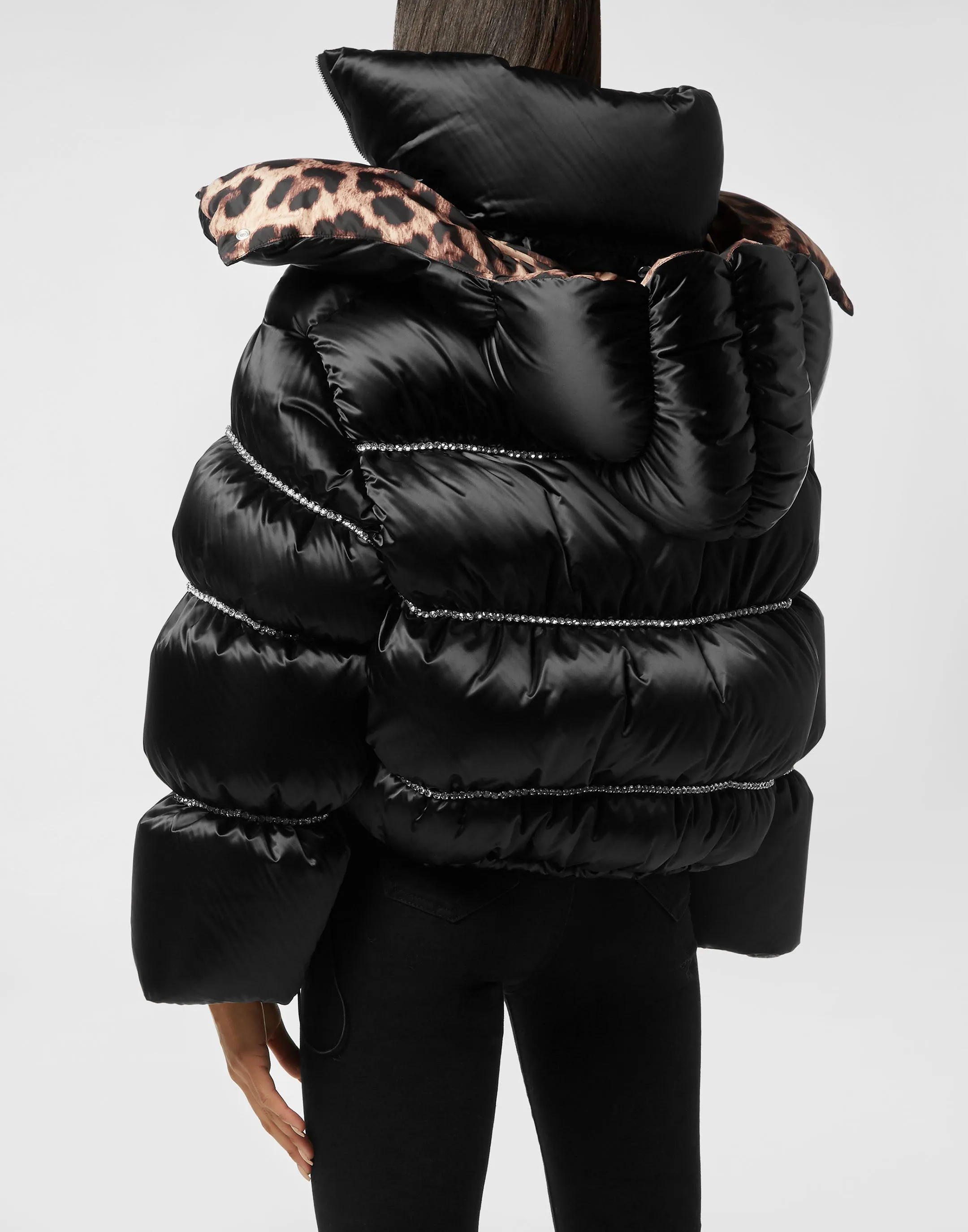 Down Puffer Jacket Flame with Crystals