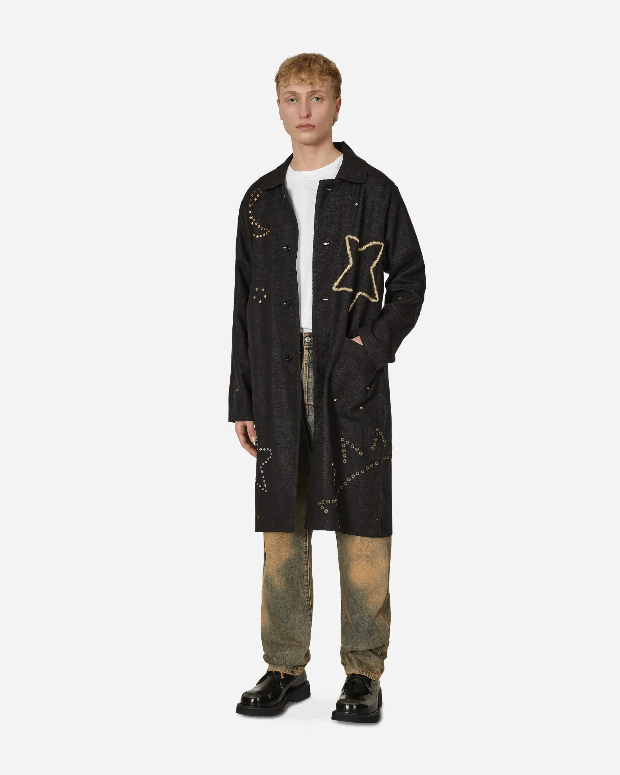Embroidered Constellation Coat Black