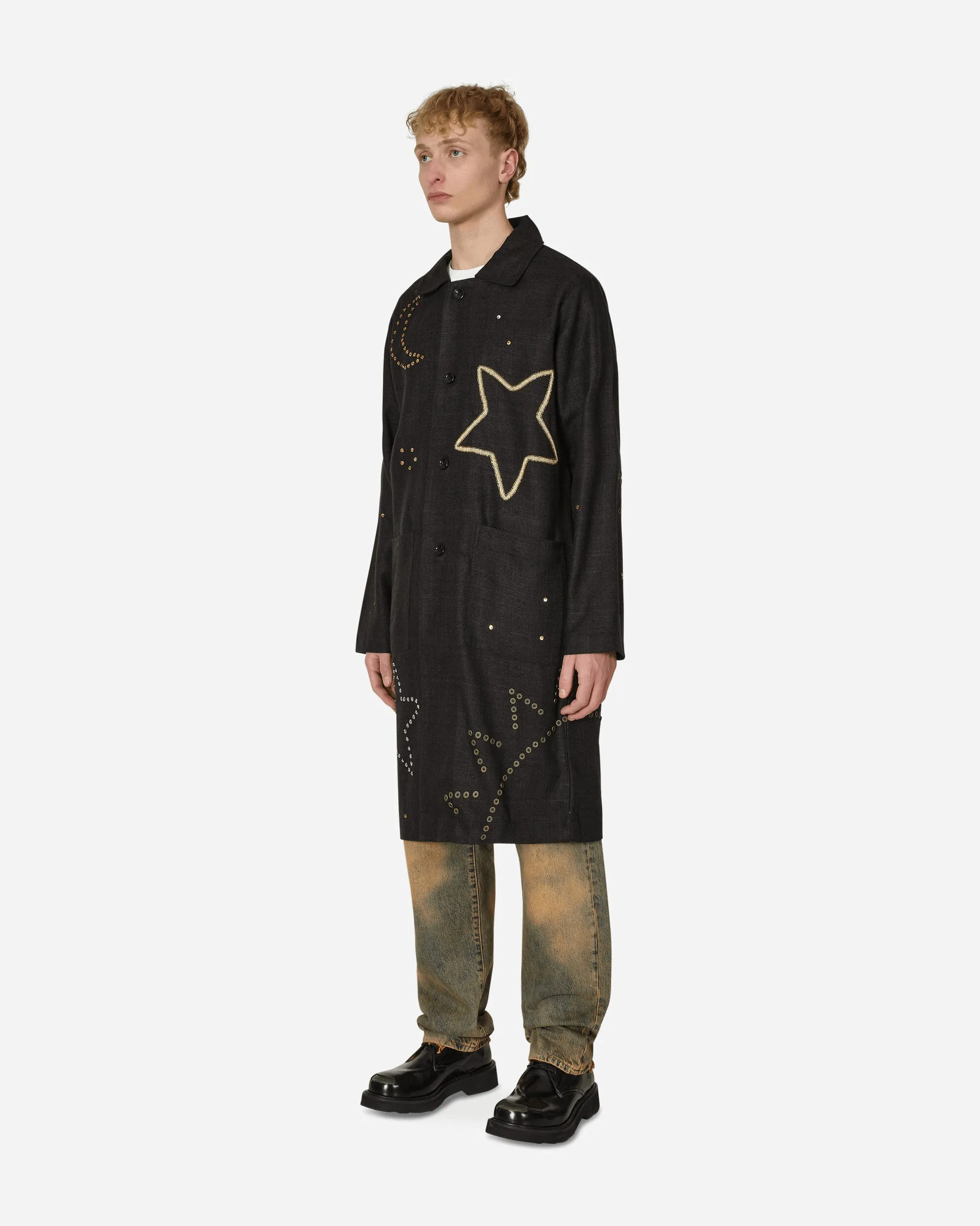 Embroidered Constellation Coat Black