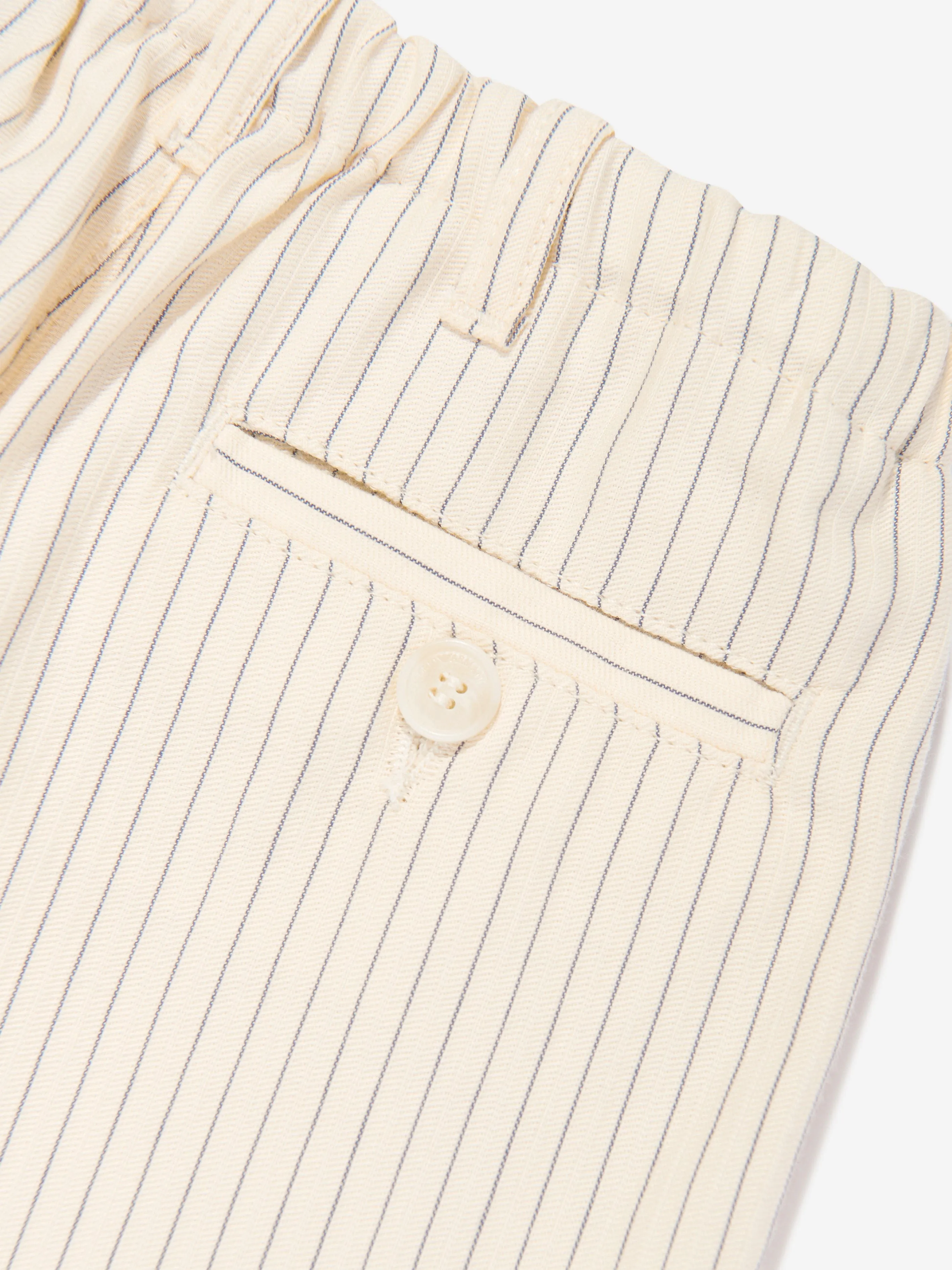 Emporio Armani Boys Striped Linen Shorts in Ivory