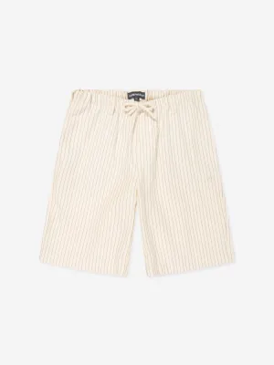 Emporio Armani Boys Striped Linen Shorts in Ivory