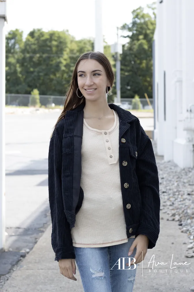 Fall Feeling Women's Textured Button Front Shacket