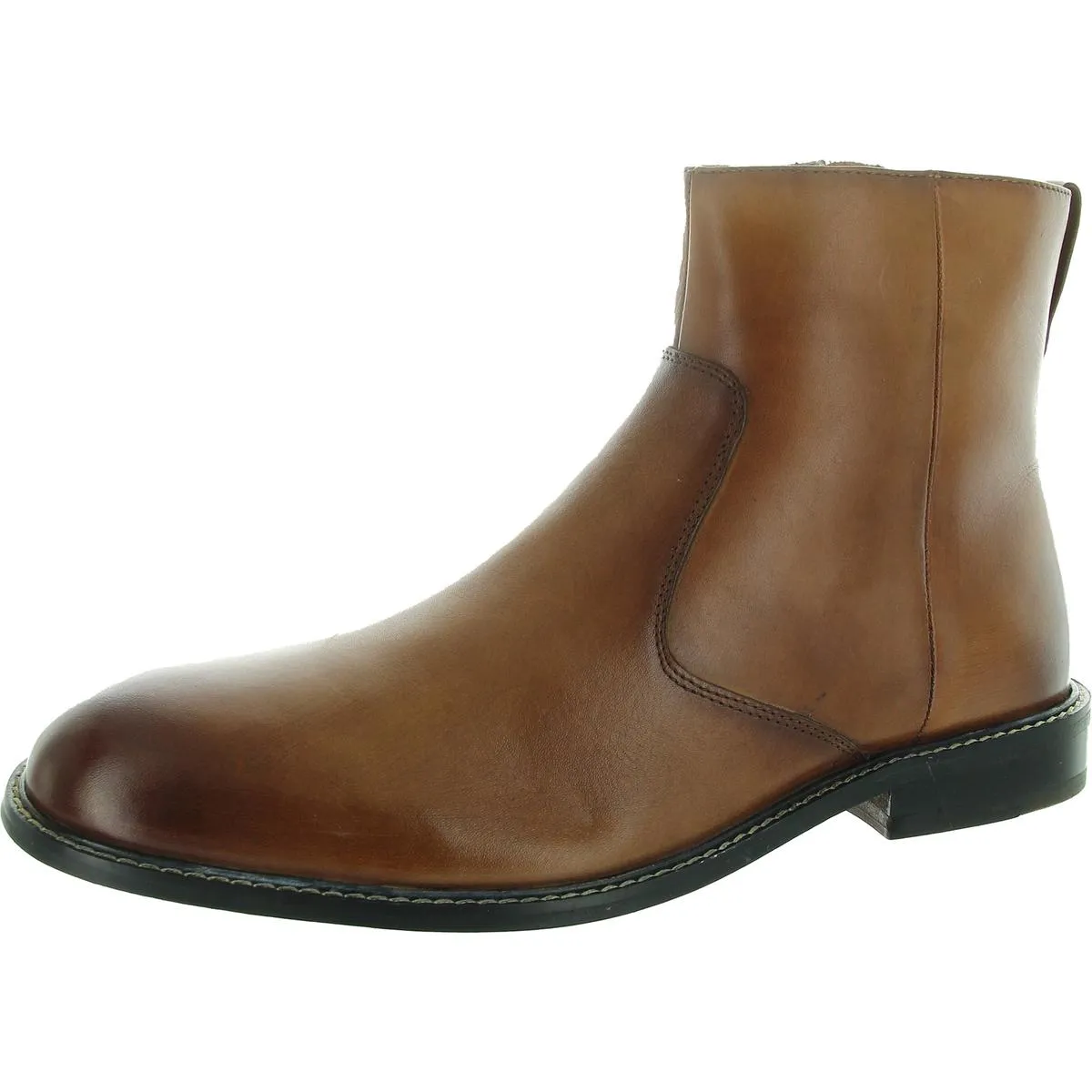 Faust Mens Zipper Leather Chelsea Boots