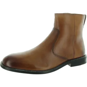 Faust Mens Zipper Leather Chelsea Boots