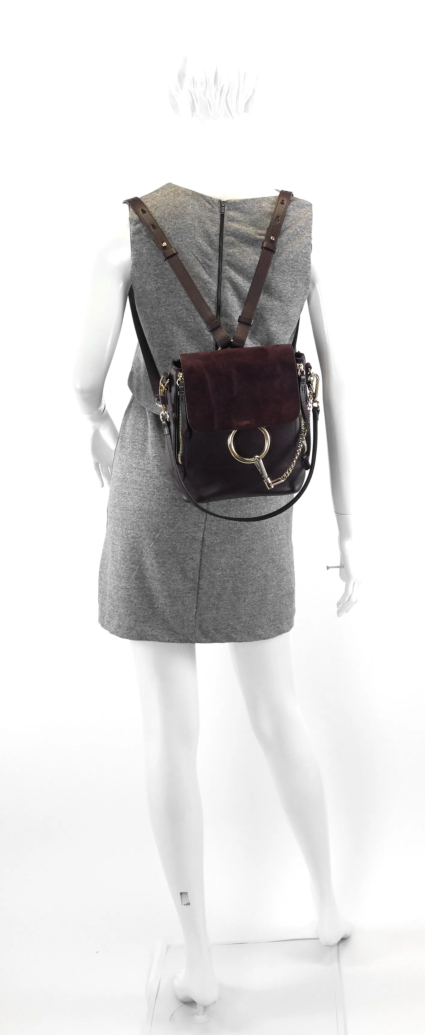 Faye Small Calf and Suede Backpack Bags_Chloé