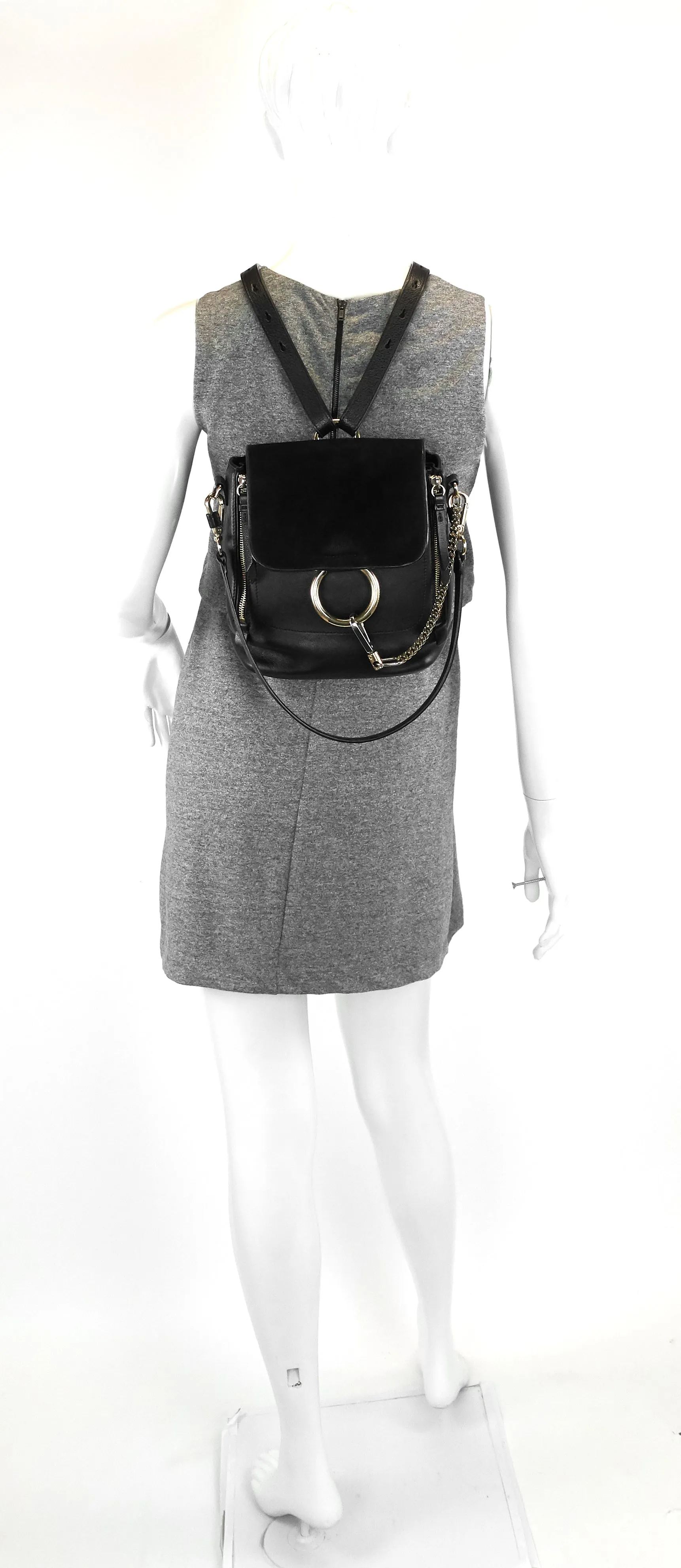 Faye Small Calfskin and Suede Backpack Bag Bags_Chloé