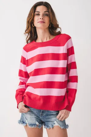 FRNCH Striped Splithem Crewneck Sweater